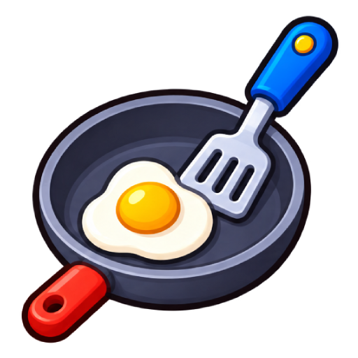 Frying pan with egg — merge cooking mechanic icon